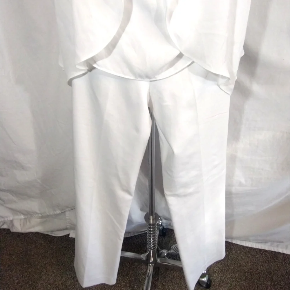 Black House White Market Tank Top, White, High /Low,  Asymmetrical Hem, Sheer, M - Picture 8 of 10